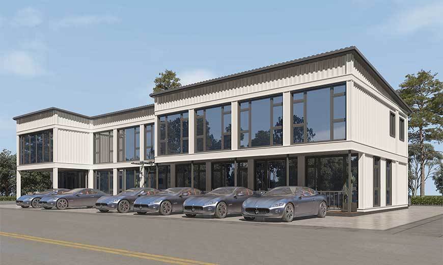 A two-story container office building project in Costa Rica